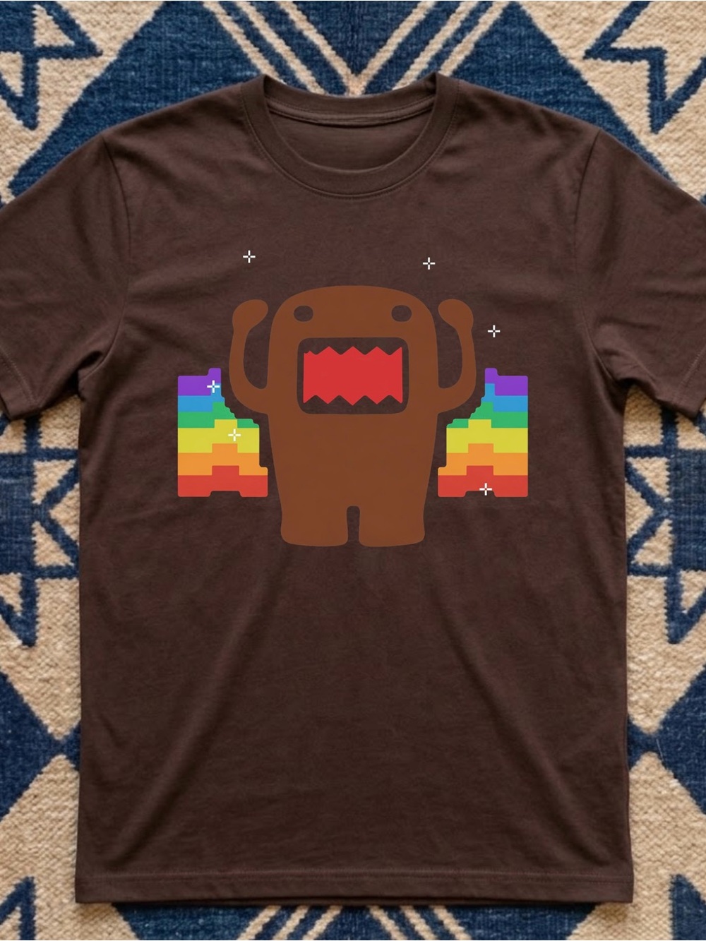 Brown Domo-Kun with Rainbow Pixel Wings